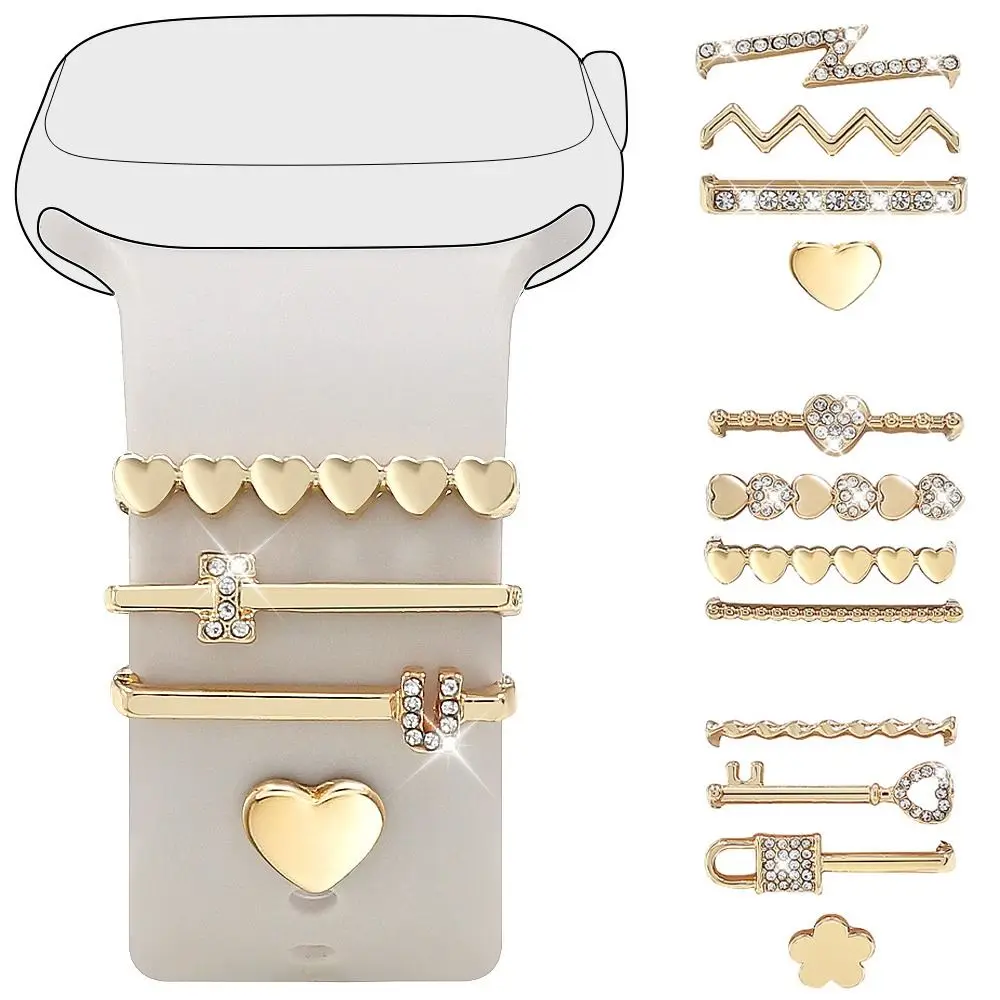 Новый алмазный орнамент, металлические подвески, силиконовый ремешок, декоративное кольцо для Apple Watch, декор, аксессуары для браслета iwatch