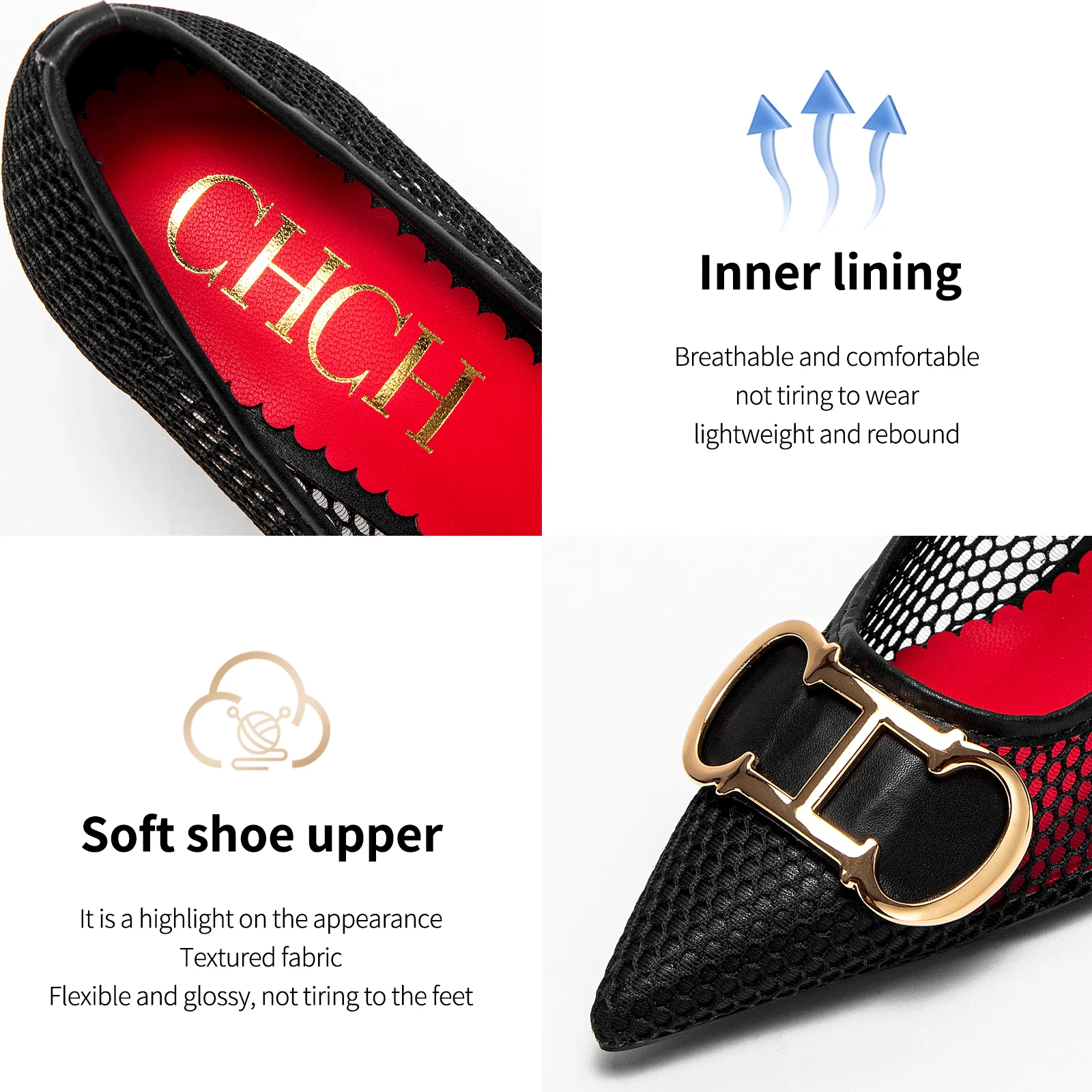 CHCH Women's High Heels 2025 Spring New Hollow Business Women's Shoes 7cm Red Evening Shoes image 5