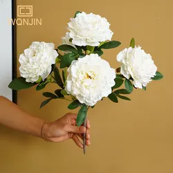 人工シルク牡丹の花の花束,45cm,偽物の花,5つの大きな頭,安い,家や結婚式の装飾用