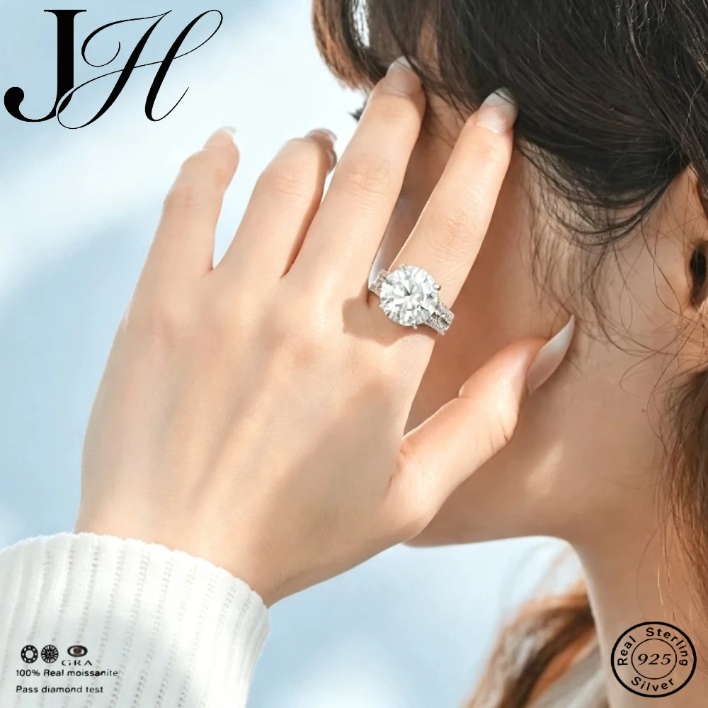 JH 10CT 925Silver Moissanite Ring For Women Men D VVS1 Fine Jewelry Zircon Moissanite Luxury Wedding Ring Bowknot