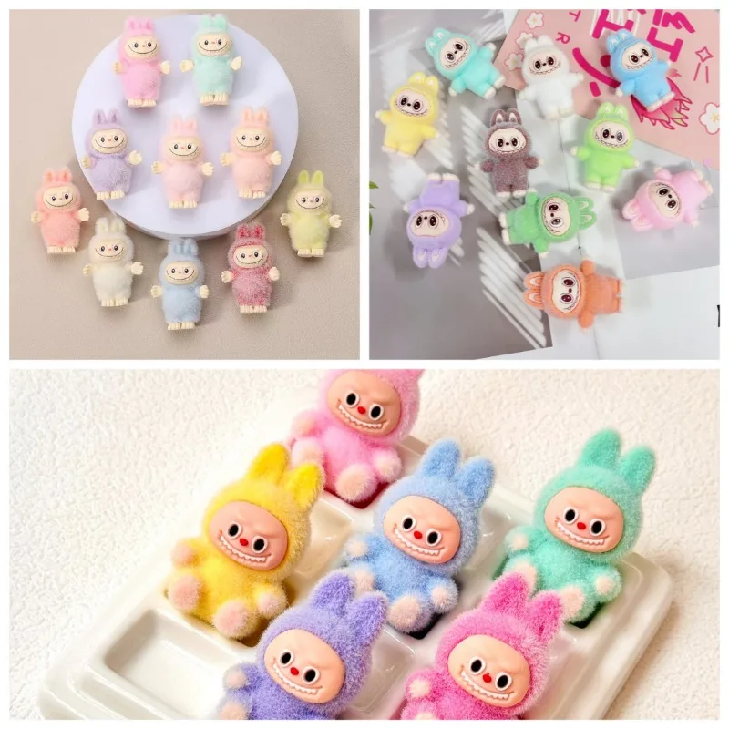 Kawaii Resin Monster Labubu Quicksand Bag Cute Anime Keychain Hanging Pendant Cartoon Backpack Accessories Children Toy Gift