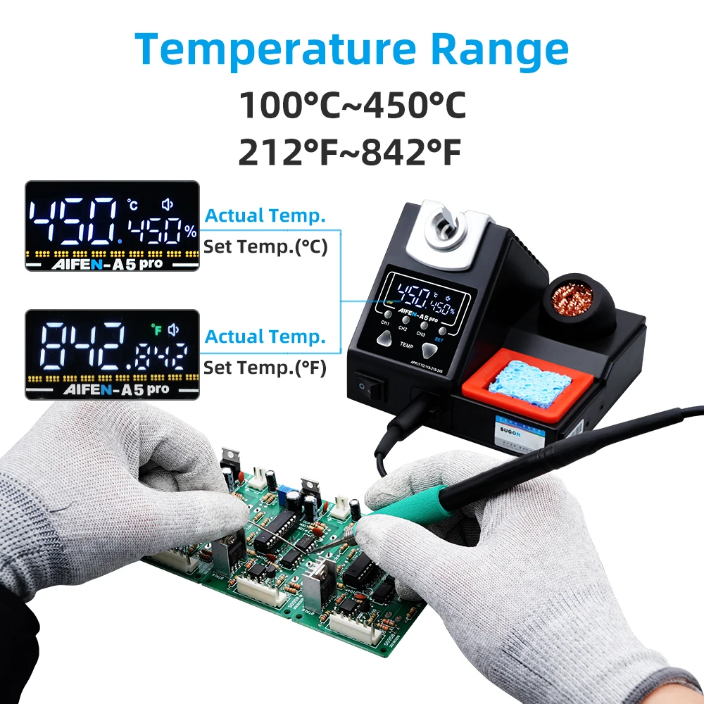 AIFEN A5 Pro Soldering Station Compatible Original Soldering Iron Tip 210/245/115 LCD Digital Display Welding Rework Station