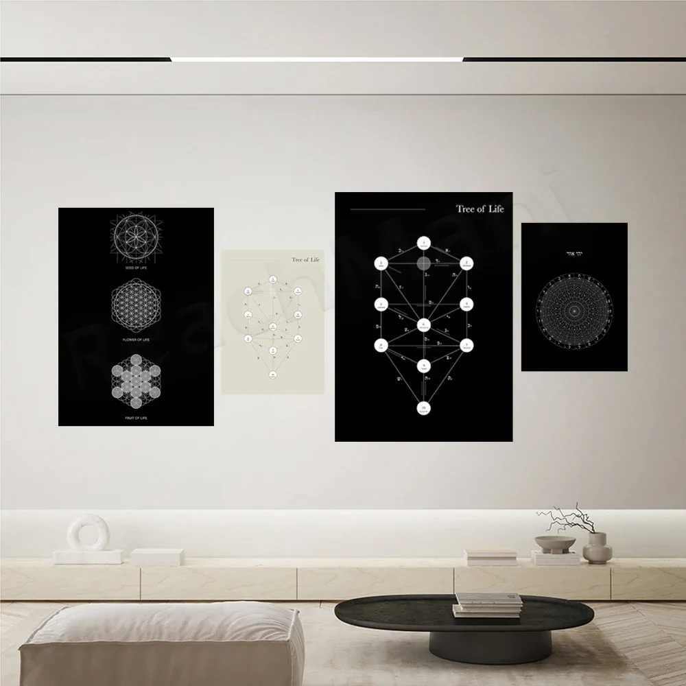 Kabbalah Flower of Life Tree of Life Posters and Prints Wall Pictures Tree of Life Canvas Paintings Decor Living Room