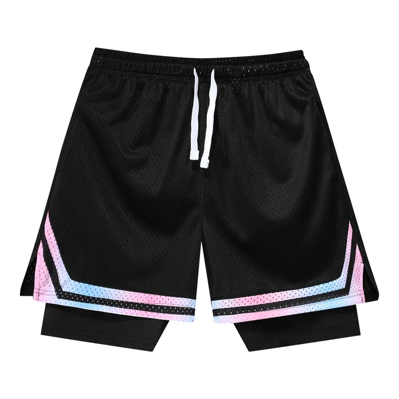 Men's 2 In 1 Running Shorts Quick Dry Double Layer Elastic Inner Lining Gym Fitness Training Outdoor Workout Athletic Sports