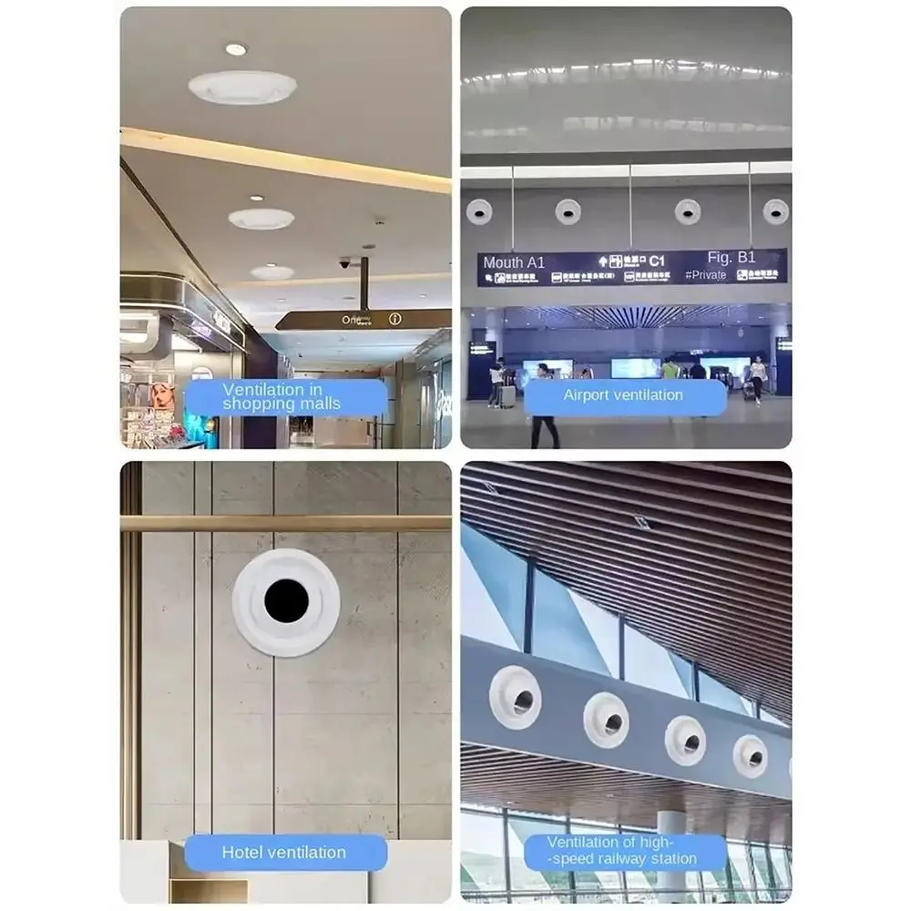 1Pcs Circular Air System Outlet Valve ABS Adjustable Spherical Nozzle Air Vent 75/100/150/200mm White Central Ventilation Outlet