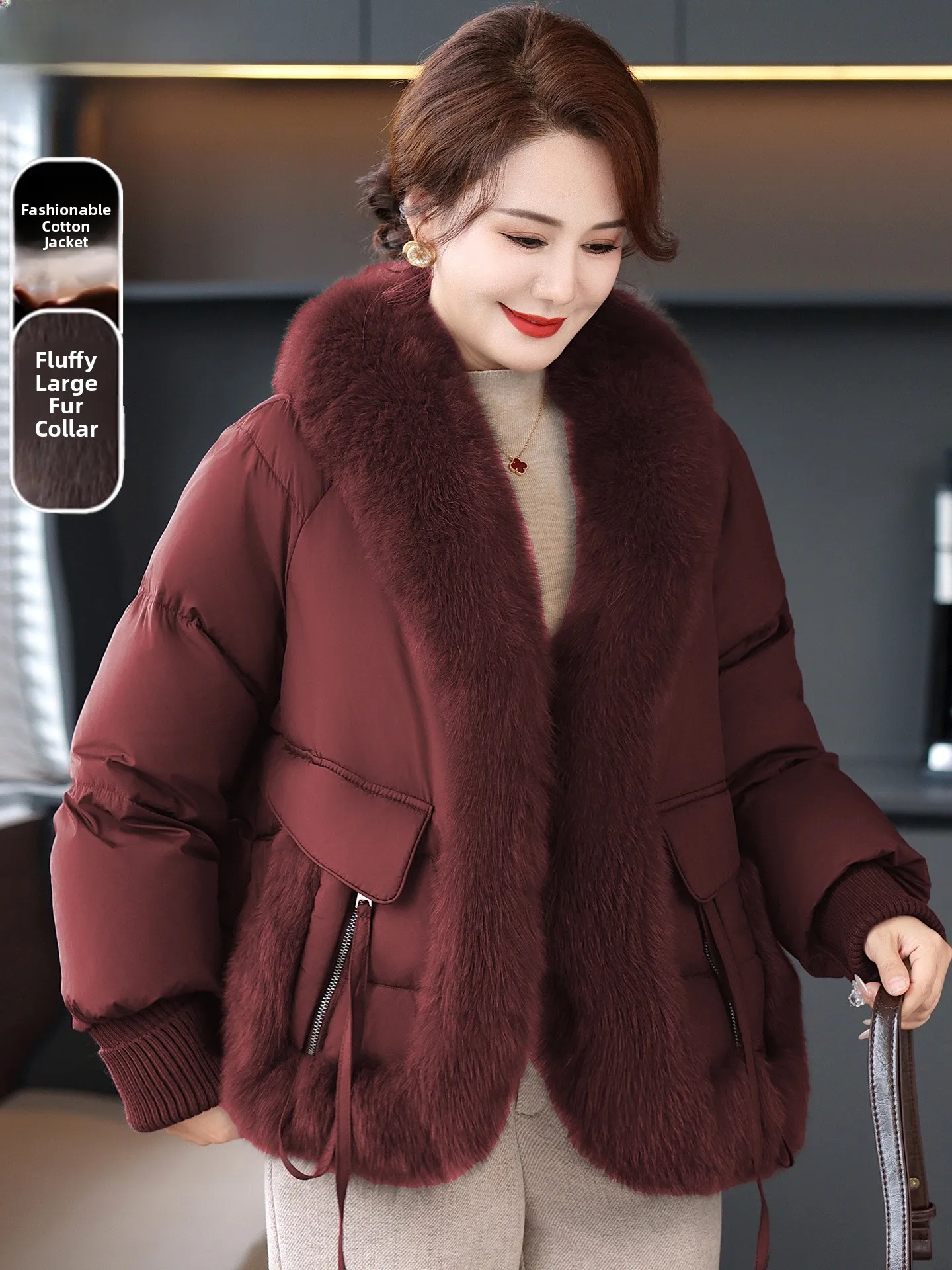 

Luy Year Faionable Outerwear Coat down Cotton ly Women's Winter Clothes Stand Fit Multi-ket Non-Hooded