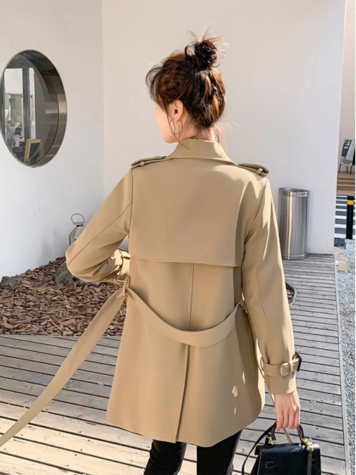 

i Color Hepburn Sle ort Women's Coat Spring Autumn Korean Version Ele High-End Faion Outerwear Long Sve