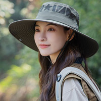 Outdoor Safari Hat UV Protection Wide Brim Neck Strap Boonie Hat for Men Women Breathable Mesh Bucket Hat Summer UPF 50+ Sun Hat