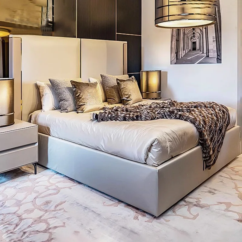 Cama de couro leve e luxuosa