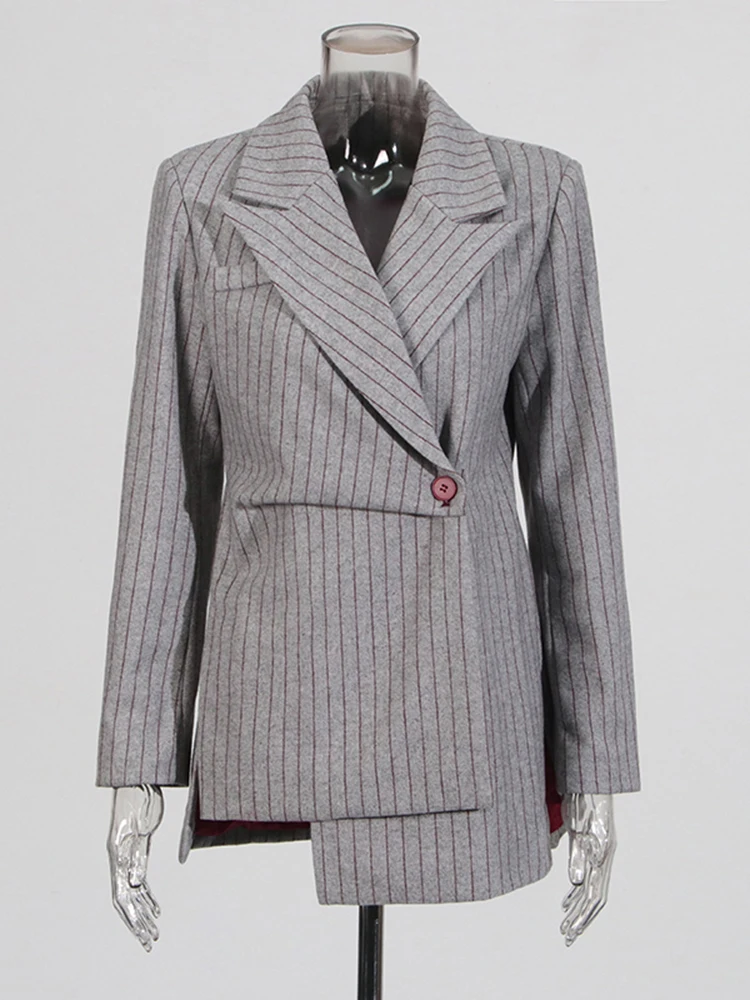 TWOTWurea-Blazer rayé YLE pour femme, col cranté, manches longues, blazer amincissant, chic, mode féminine, nouveau