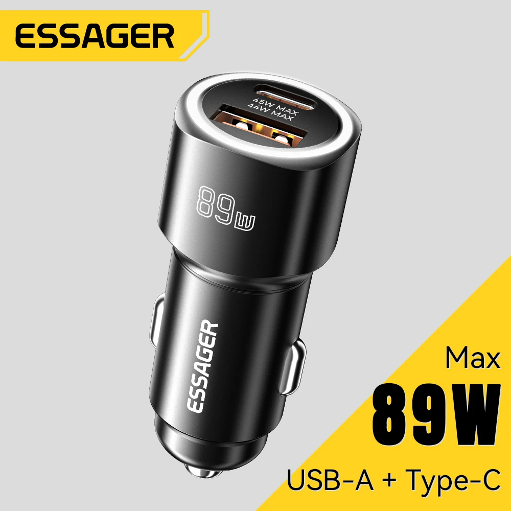 Essager-USB Type-Cカーチャージャー,89W, iPhone 15 Pro, Huawei P60 Pro,DVD 3.0, FCP,急速充電