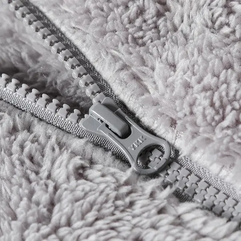 Ztluštěná fleecová bunda, venkovní větrovka, dámský styl, jaro, podzim, zima, oboustranná mikina, otevřený kardigan - náhled 4