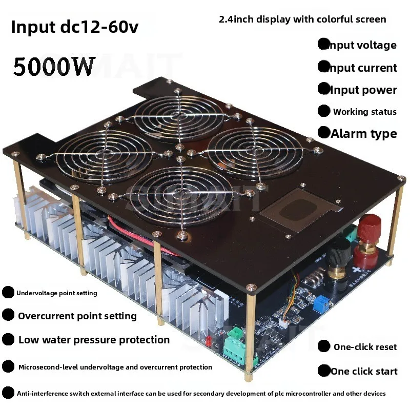5000W ZVS Induction Heater Module High Frequency Heating PCB Board with Coil & Pump for Metal Melting