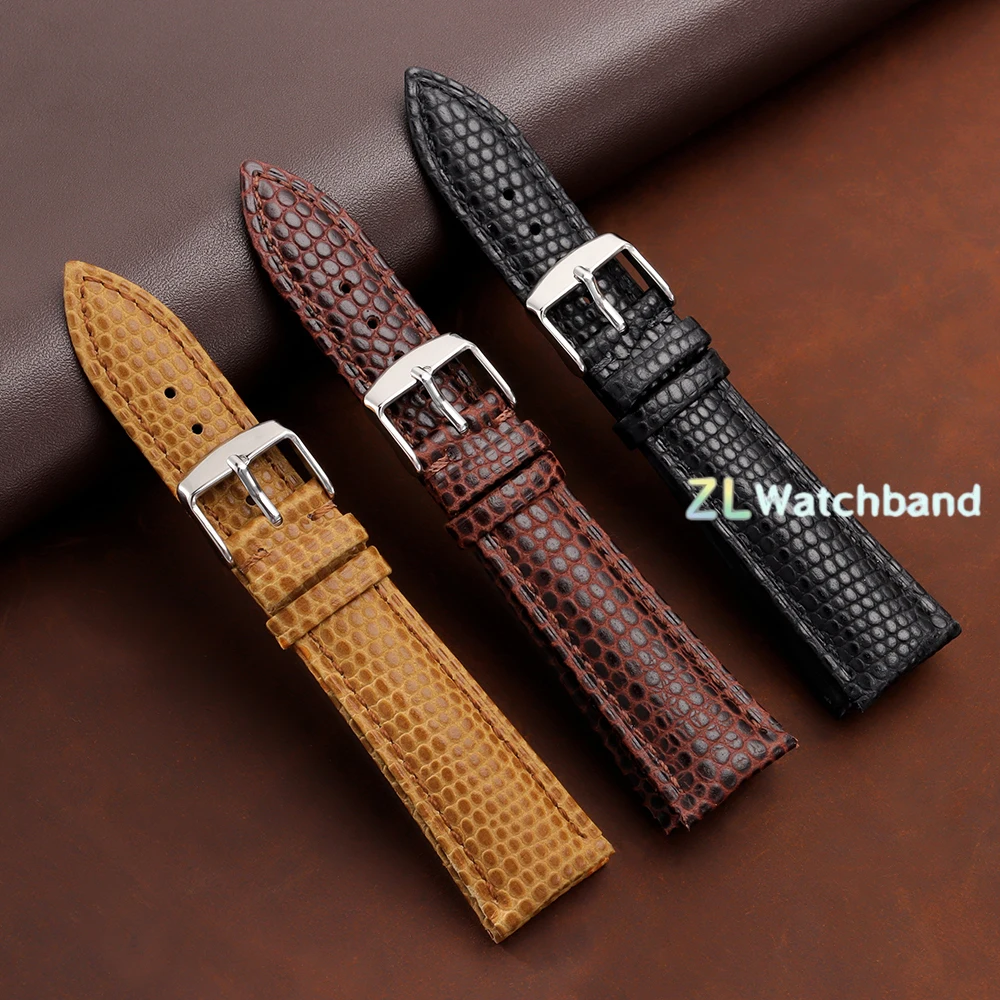 Lizard Grain Genuine Cowhide Watch Strap 16/18/20/22mm Waterproof Quick Release Leather Band  Universal Replacement Wristband