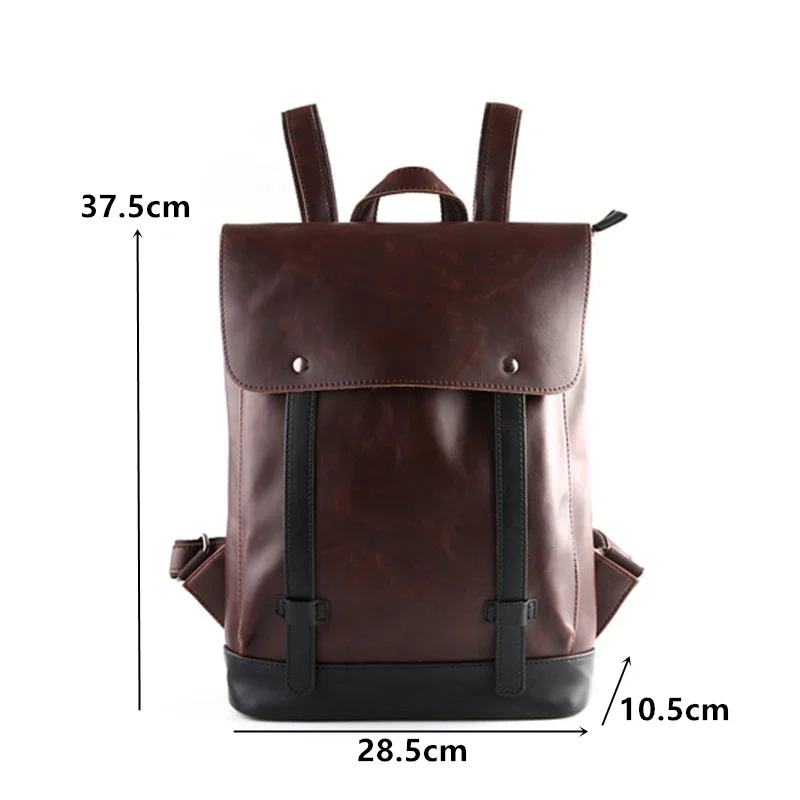 Retro Men\'s Backpack Bag Luxury Crazy Horse Leather Backpack Men School Backpack College Book Bag Rucksack Men Shoulder Bags