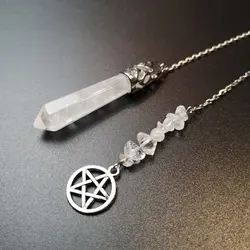 Rock Crystal Pendulum for Divination Dowsing Natural Gem Stone Pendant White Clear Quartz Star of David Hexagram Pendulo X190