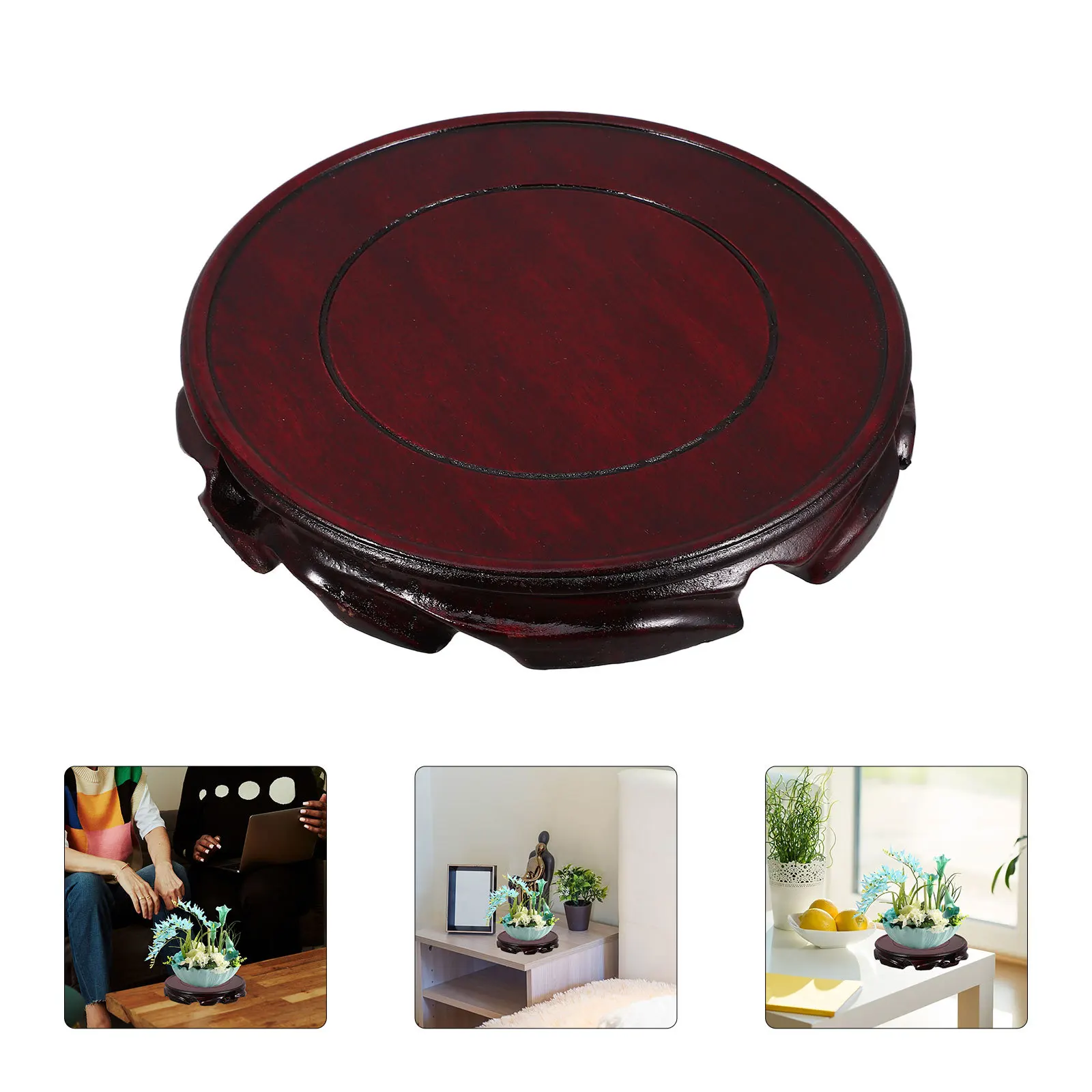 

Wooden Display Stand 15Cm Oriental Vase Base Smooth Finish Easy Assembly Versatile Home Decor Pedestal Table Lamp Holder