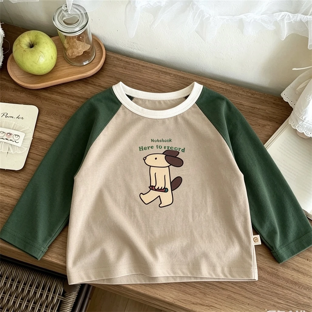 Trendige Frühlings- und Herbstkleidung, Rundhals-Basisshirt, Neues Design Raglan-Langarm-T-Shirt, Niedliche Einfache Allround-Shirts für Jungen und Mädchen – Detail 5