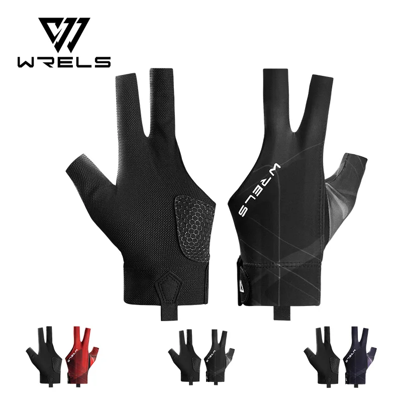 WRELS 1 Stück 3-Finger Elastischer Snooker-Pool-Handschuh, Atmungsaktiver, Schweißableitender, Rutschfester, Verstellbarer Billard-Handschuh