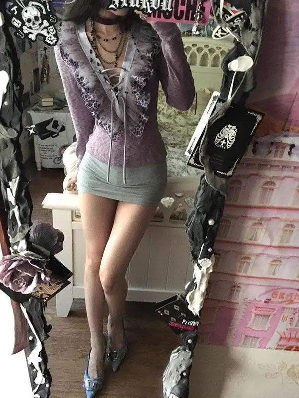 

Romantic V-Ne Knot Multi-Layer Lace Knitted Sweater Women's Faion Hollow Long Sve Top Casual Sle Slim Fit Daily Wear