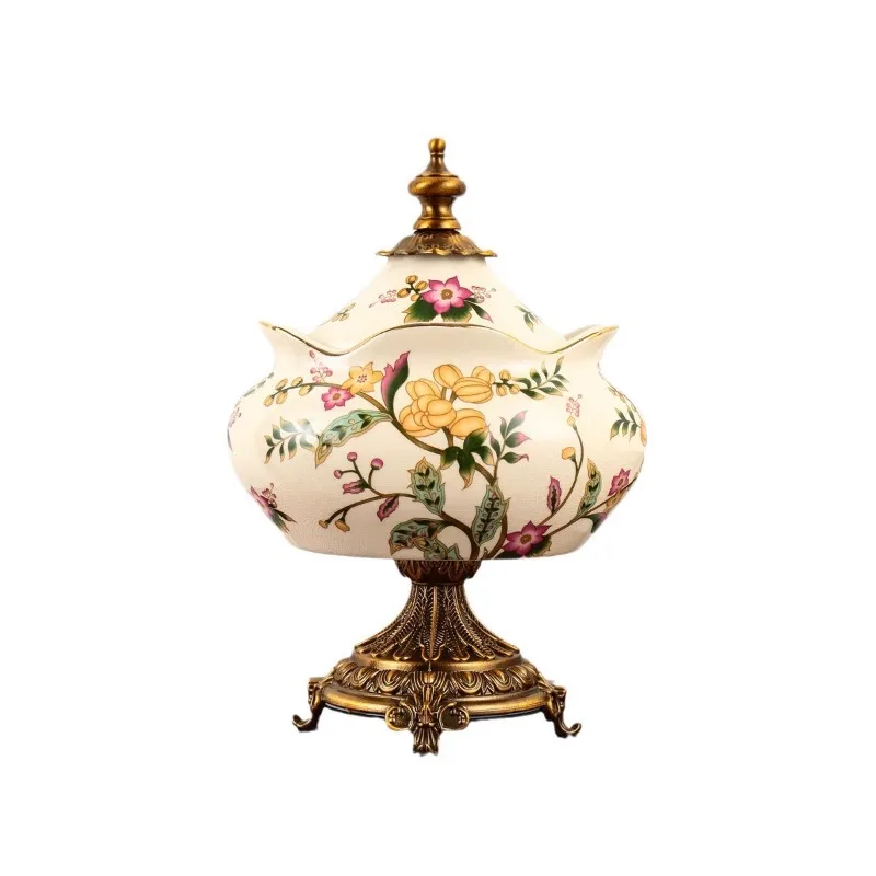 Ceramic general storage tank, high-end home jewelry ornament, European jewelry box, candy storage, French style
