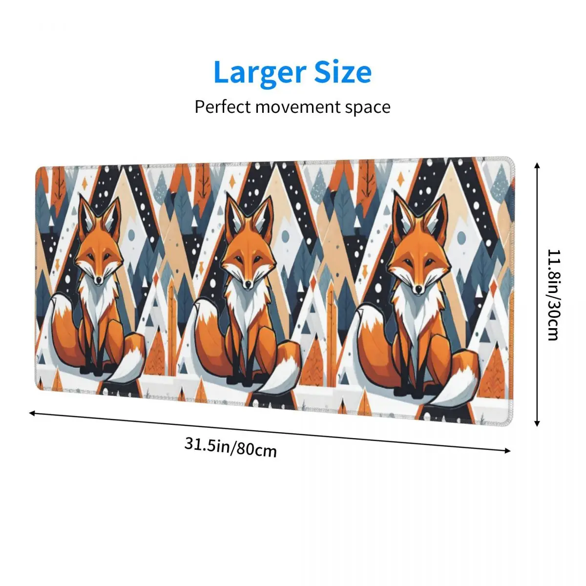 Smiling Geometric Fox Large Mouse Pad Computer Keyboard Mouse Mat Gamer PC Laptop Desk Mat Office Accessories Table Mats