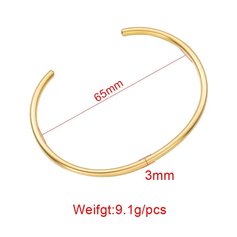 10pcs/Lot C Style Blank Bangles Mirror Polish Stainless Steel Cuff Open Bangles For DIY Making Women Men Jewelry