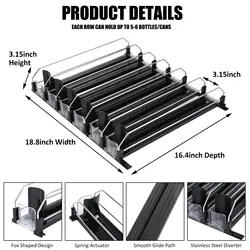 1PC Drink Organizer Soda Can Dispenser Spring Push Canned Beverage Push Rack Holds 6Rows Canned Storage For Kitchen Refrigerator