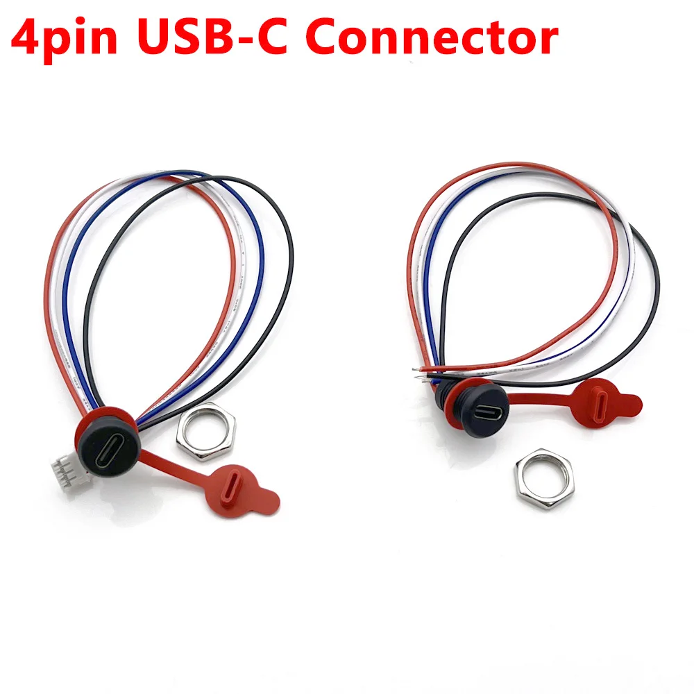 2 pin USB Connector Type-C Waterproof with PH 2.0 nut locking plate Female TPC Waterproof High Current Fast Charging jack port