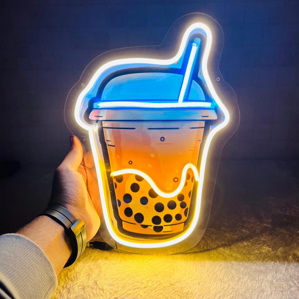 Imagem -02 - Bubble Tea Custom Led Milk Tea Neon Sign Wall Art Restaurante Personalizado Welcome Sign Fast Food Coffee Bar Shop Decoração da Parede