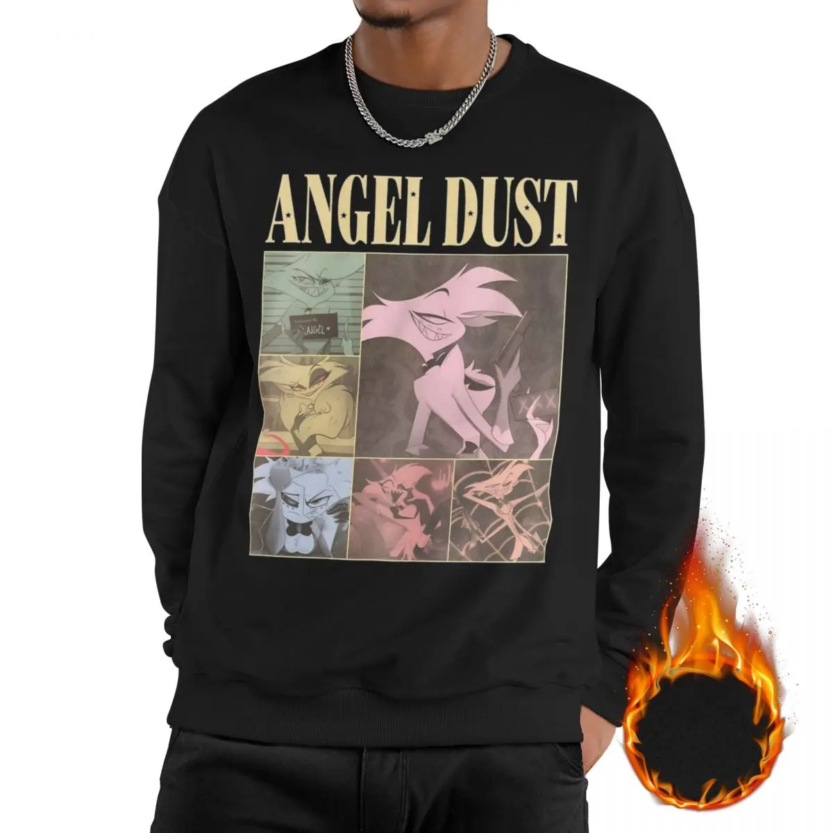 

Men's Hazbin Hotels Alastor Casual Long Sleeves Sweatshirts Fleece Lined Funny Comdy Pullover Crewneck Sweatshirt Hoodie