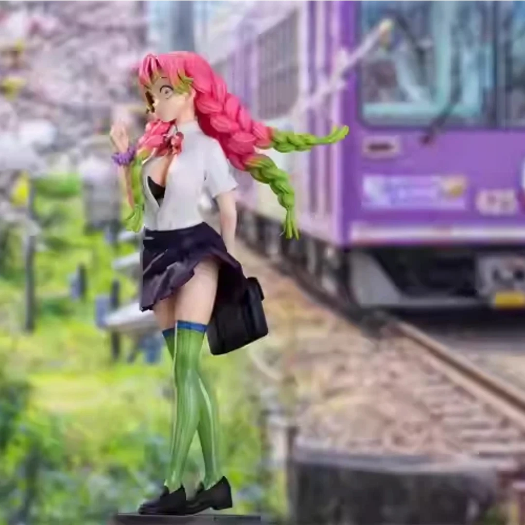 Figura Coleccionable de Mitsuri Kanroji con Uniforme Escolar de Demon Slayer: Kimetsu no Yaiba, Modelo de Juguete en Caja, Adorno Decorativo