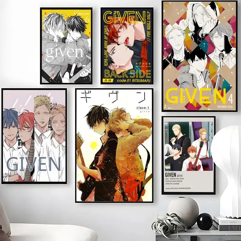 Anime G-given Poster Waterproof Self-Stick Wall Art Stickers, Removable Wall Decor for Living Room and Bedroom