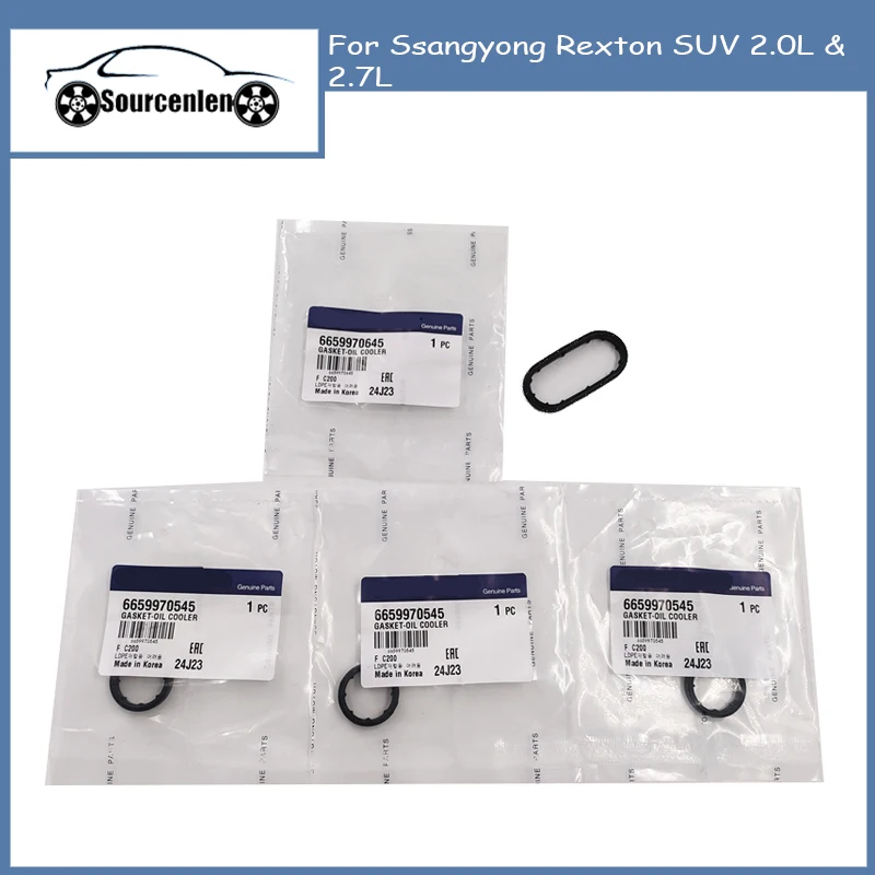 

4Pcs Oil Cooler Gasket For Ssangyong Rexton SUV 2.0L & 2.7L Turbo Diesel Oil Cooler Seal Ring 6659970545 6659970645