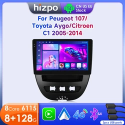 Hizpo Car Radio For Peugeot 107 Toyota Aygo Citroen C1 2005 - 2014 Multimedia Player Wireless CarPlay Android Auto 2 Din WIFI BT