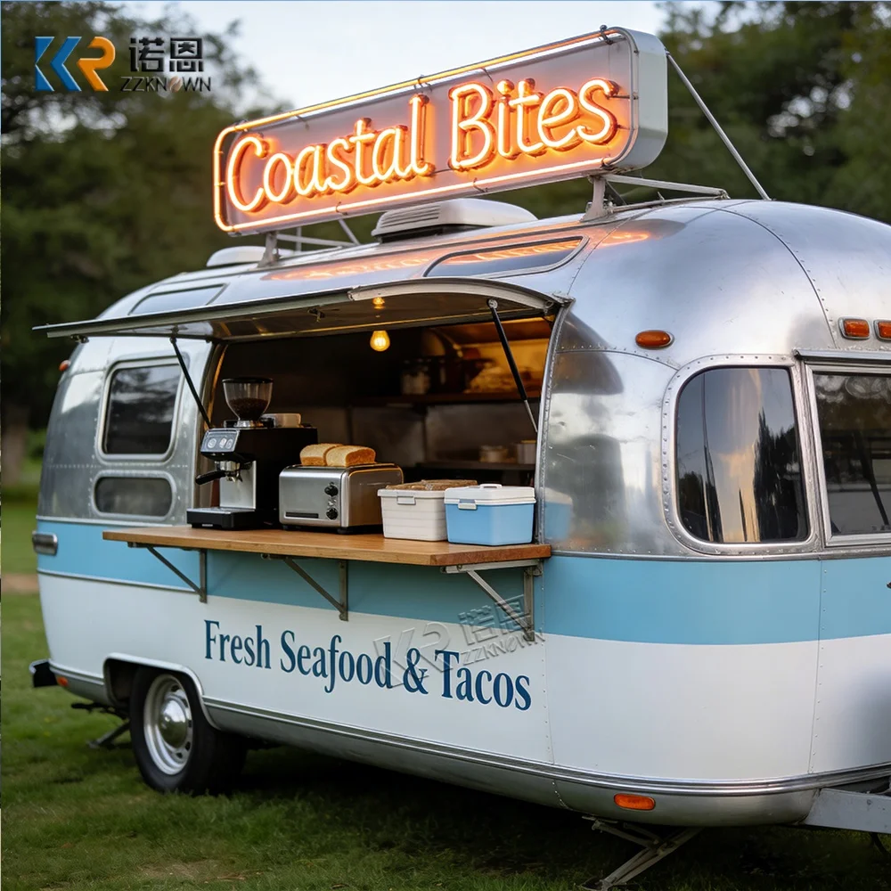 

2-осный мобильный фудтрак для бургеров, картофеля фри и десертов - полностью оборудованный коммерческий прицеп для кейтеринга, идеально подходящий для предприятий общественного питания