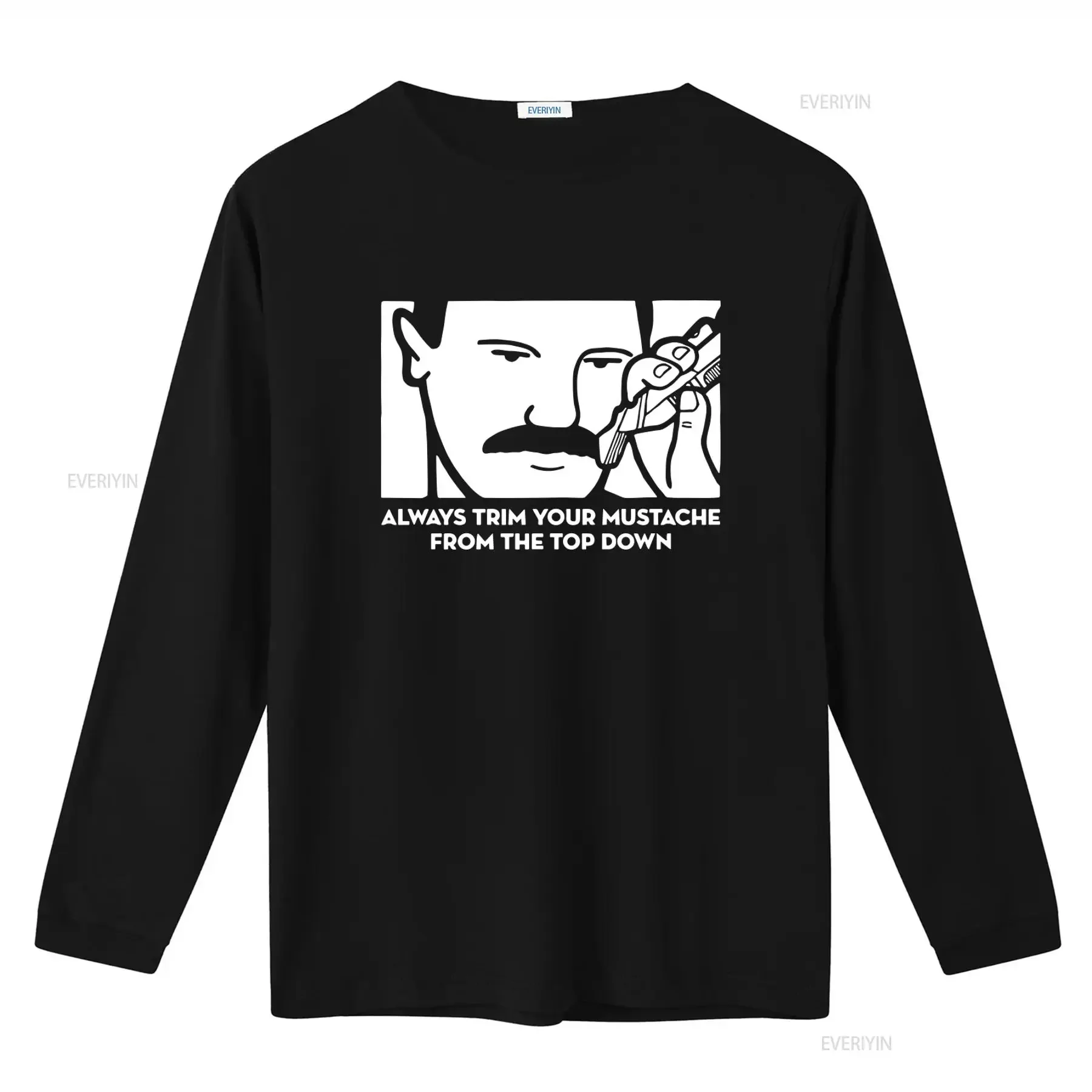 Men's T Shirt Always Trim Your Moustache From The Top Down Perfect for Movember Beard Enthusiasts vintage Washed