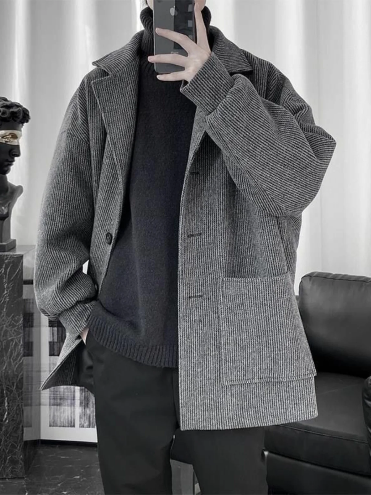 

Мужская шерстяная куртка-жакет из тонкой шерсти, осенне-зимняя, повседневная, приталенная, без подкладки, дышащая, детская куртка