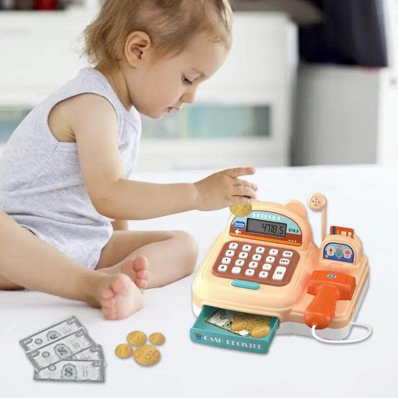 

Pretend Play Cash Register Kids Register Playset With Simulation Scanner Money Toy Cash Registers Play And Calculator