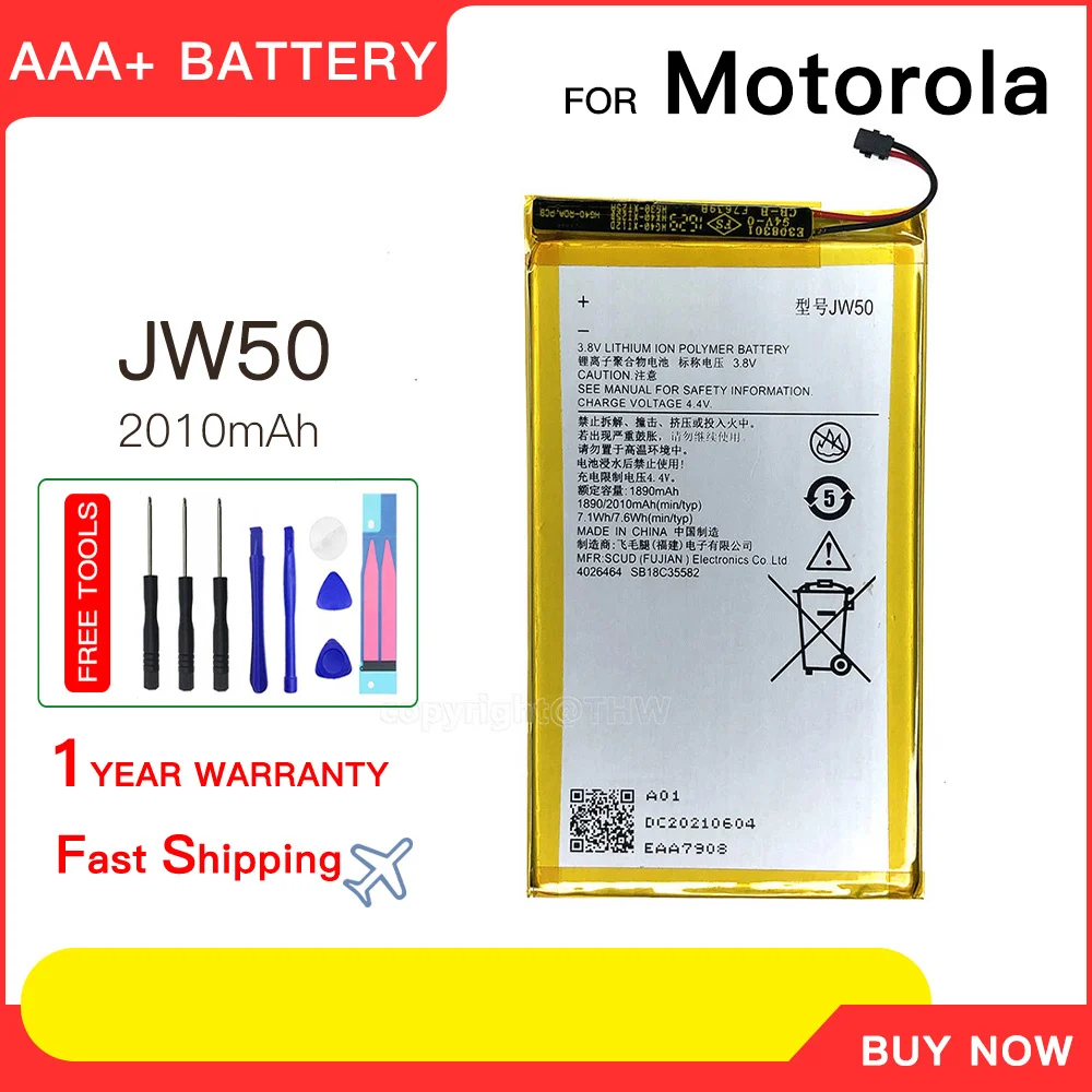 

100% genuine JW50 Rechargeable Battery For MOTOROLA MOTO JW50 Batteria with Free Tools 2010mAh Replacement Batteries