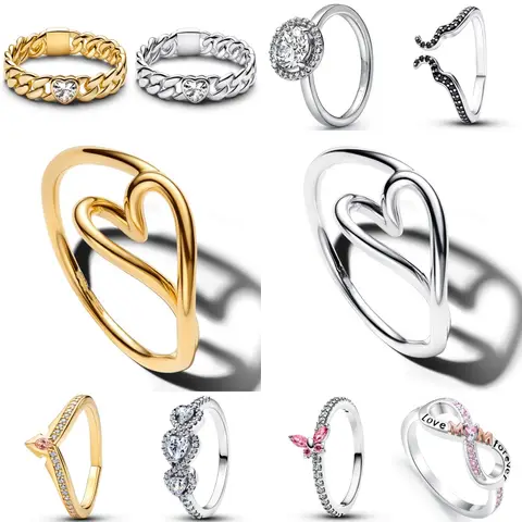2026 Hot Selling 925 Silver, Heart-Shaped, Pink Bow Ring, Size 6 7 8 9 European Women's Fashion Charm Luxury Jewelry Gifts ﻿