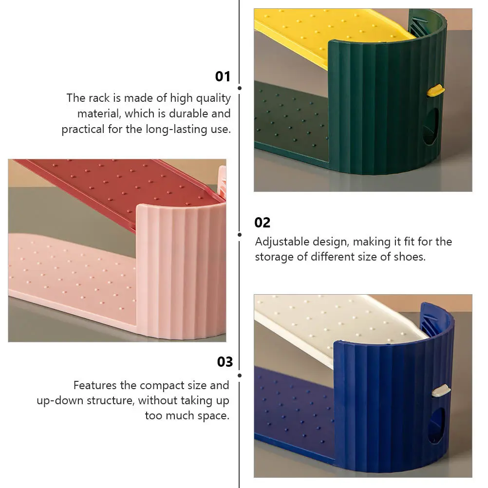 

4Pcs Household Adjustable Shoe Holder Compact Double Layer Shoe Rack Space-Saving Shoes Storage Organizer Household Shoes Rack