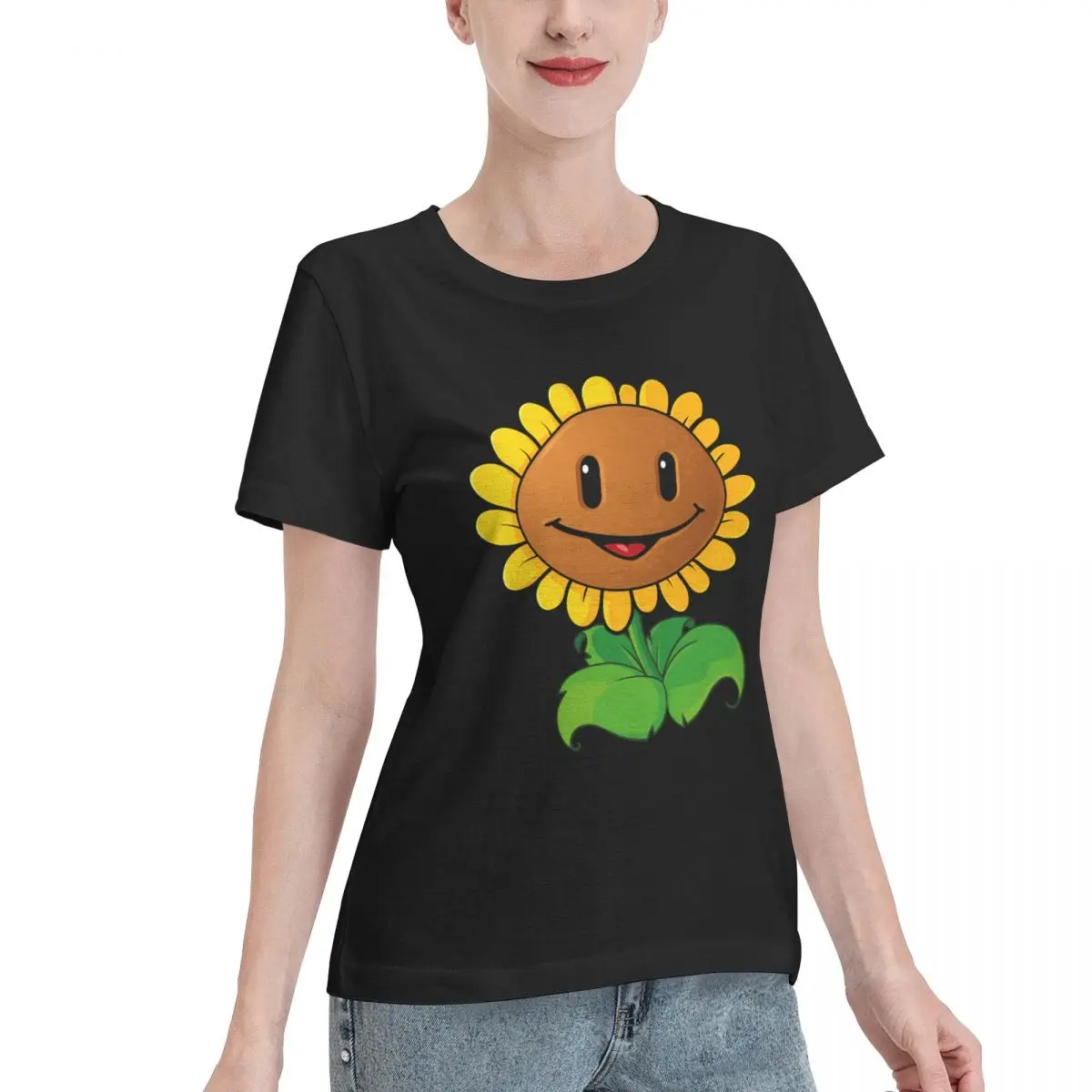 Value Pack Plant Vs Zombies Sunflower Women's T-shirt Vintage Retro High Quality Cotton Shirt