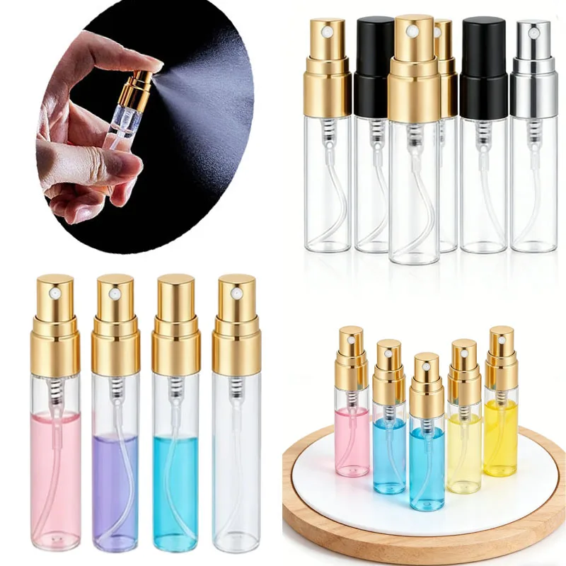 5/10 Stück leere 2–10 ml Mini-Glas-Parfüm-Sprühflaschen, nachfüllbar, Feinnebel-Sprühflasche, Probenbehälter für Toner, ätherisches Öl – Detail 2