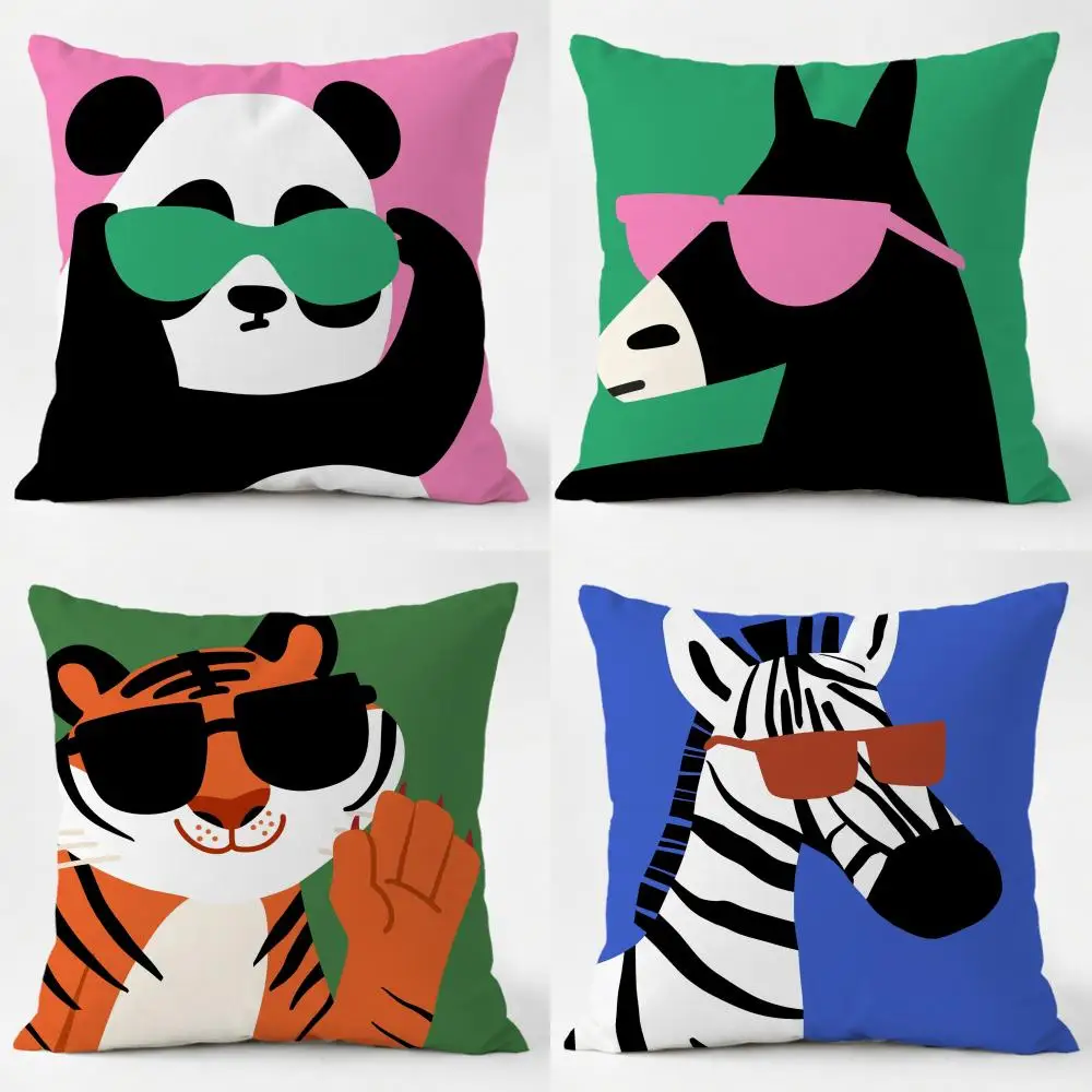 Joyful Amusing Art H-Happy Animals Cushion Cover Sofa Home Living Room Car Decor Washable Decorative Square Pillowcase