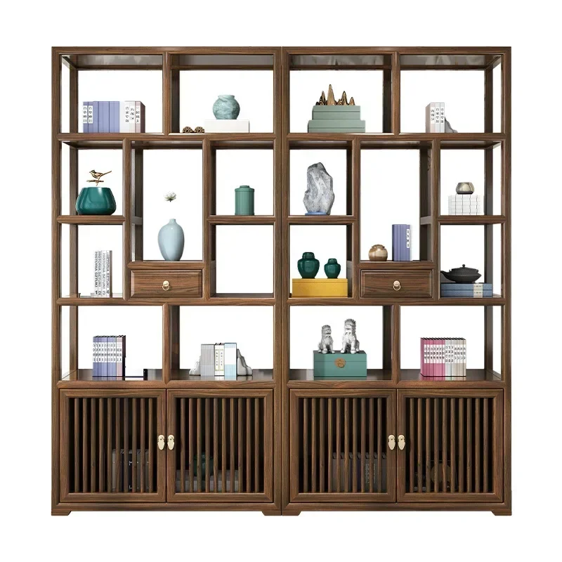 New Chinese Style Solid Wood Antique Shelf Antique Shelf Elm Display Cabinet Small Ornaments Shelf Bookshelf
