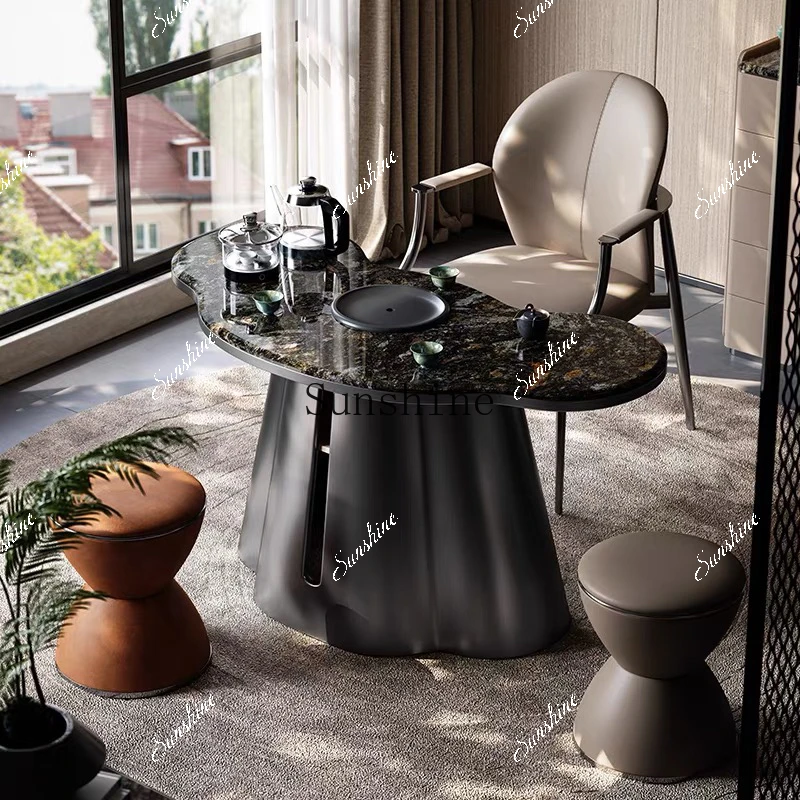 

Natural marble household small tea table kettle integrated light luxury modern simplicity FT