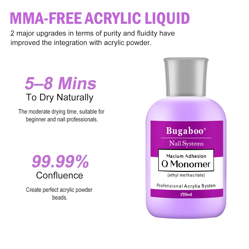 5OZ EMA Acryl-Flüssigkeit, Monomer, 150/120/75/40 ml, schnell trocknende Nagel-Acryl-Kristallflüssigkeit für Nagelkunst-Verlängerung, Schnitzpulver-Werkzeuge – Detail 3