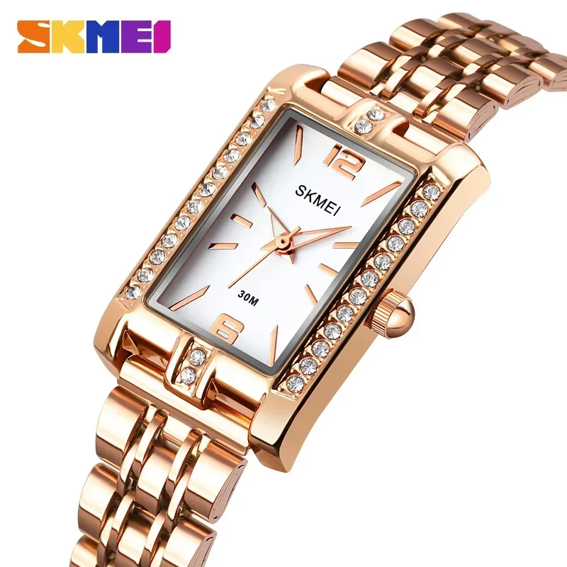 

SKMEI Women's Quartz Watches Fashion Luxury Diamond Lady Hand Clock Wristwatch Elegant Vintage Woman Dress Watch Montre Femme