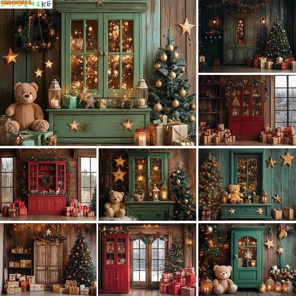 

Photography Backdrop Toy Bear Store Christmas Decoration Children's Xmas Holiday Portrait Backgrounds For Photographs